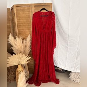 Red lace maternity gown